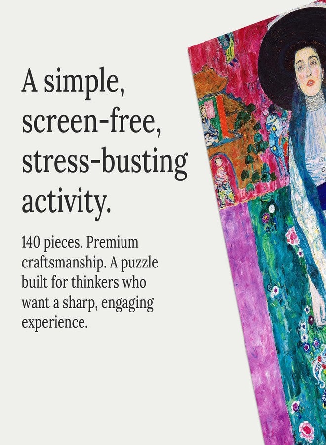 91Knots | Portrait of Adele Bloch-Bauer II by Gustav Klimt | 140pcs Premium Wooden Puzzle for Adults & Kids 5+ | Fine Art Jigsaw | Pocket Puzzle | Ideal Travel Friendly Gift - Image 2